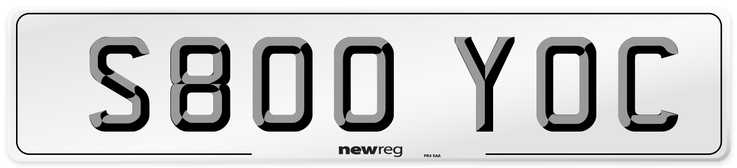S800 YOC Number Plate from New Reg